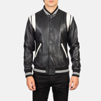 Dantee Black Leather Varsity Jacket