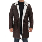 Dark Brown Shearling Leather Coat