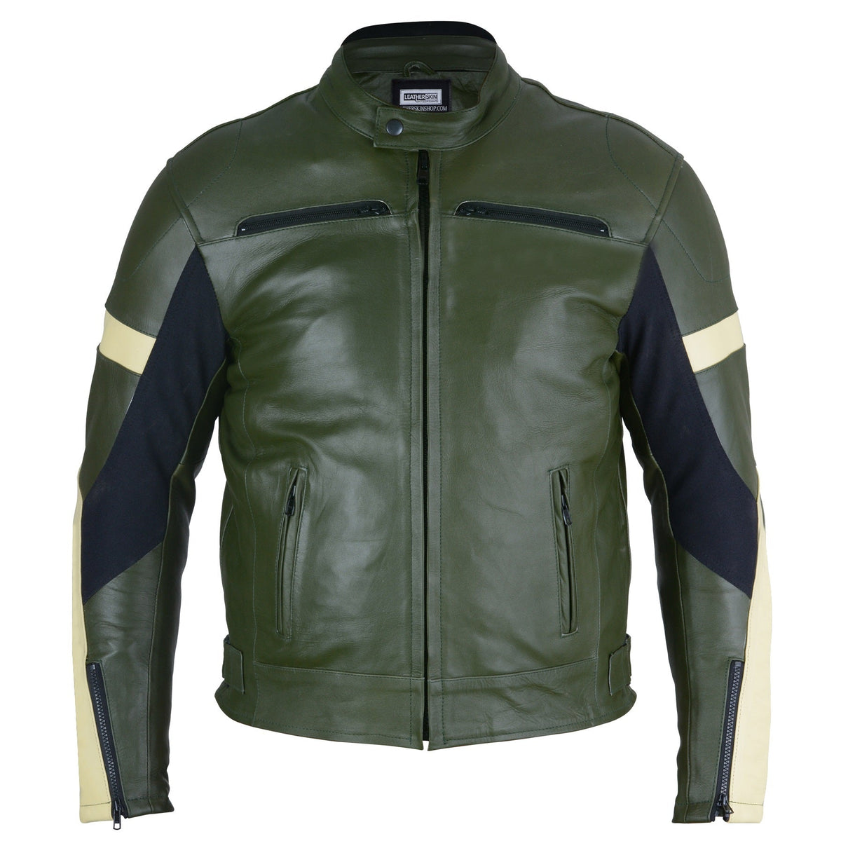 Dark Green Leather Motorcycle Jacket