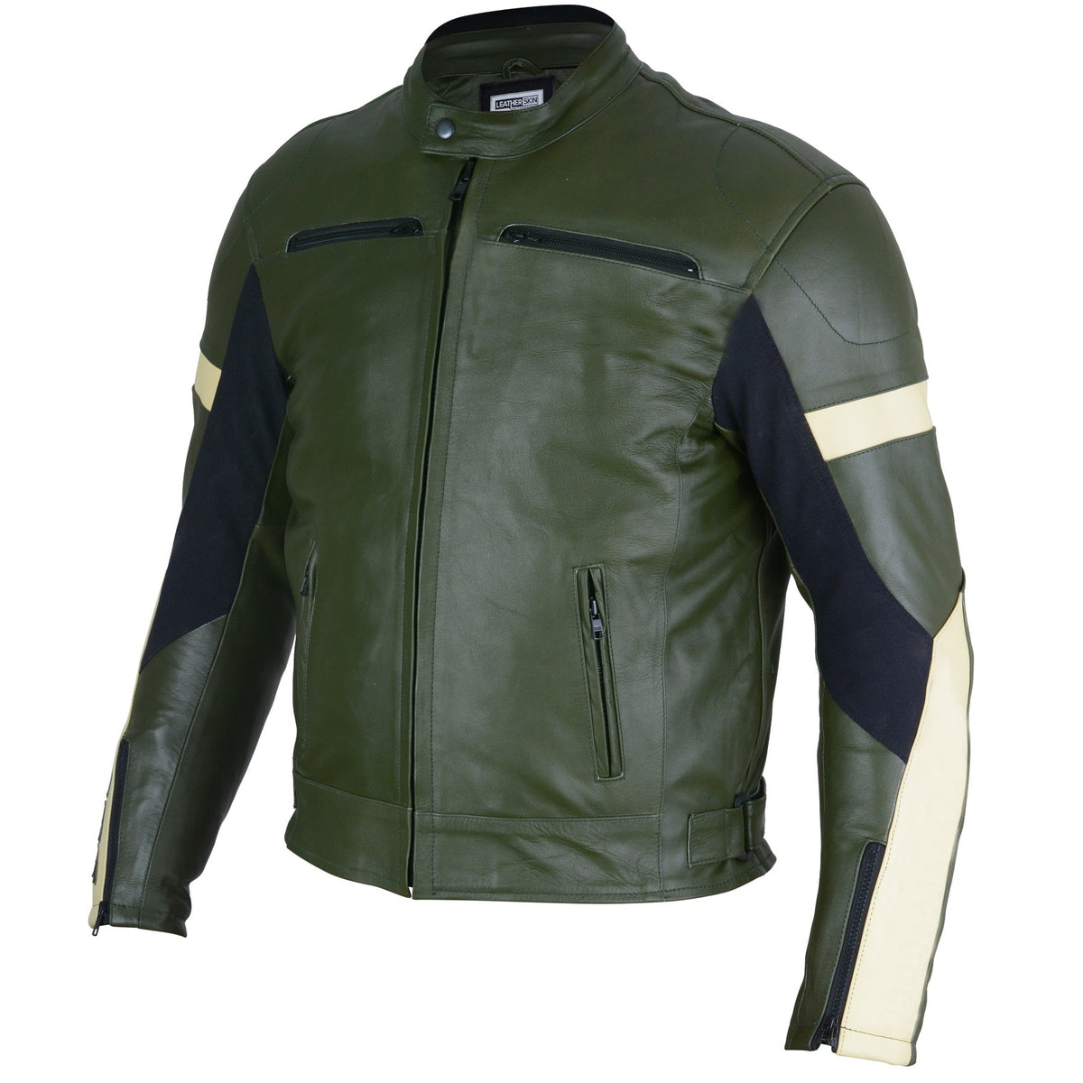 Dark Green Leather Motorcycle Jacket