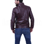 Dark Maroon Waxed leather jacket