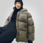 Dark Khaki Puffer Jacket Women