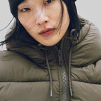 Dark Khaki Puffer Jacket Women