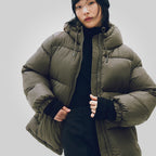Dark Khaki Puffer Jacket Women