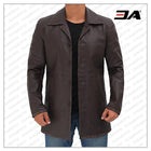 Winchester Distressed Brown Mens Leather Car Coat Jacket