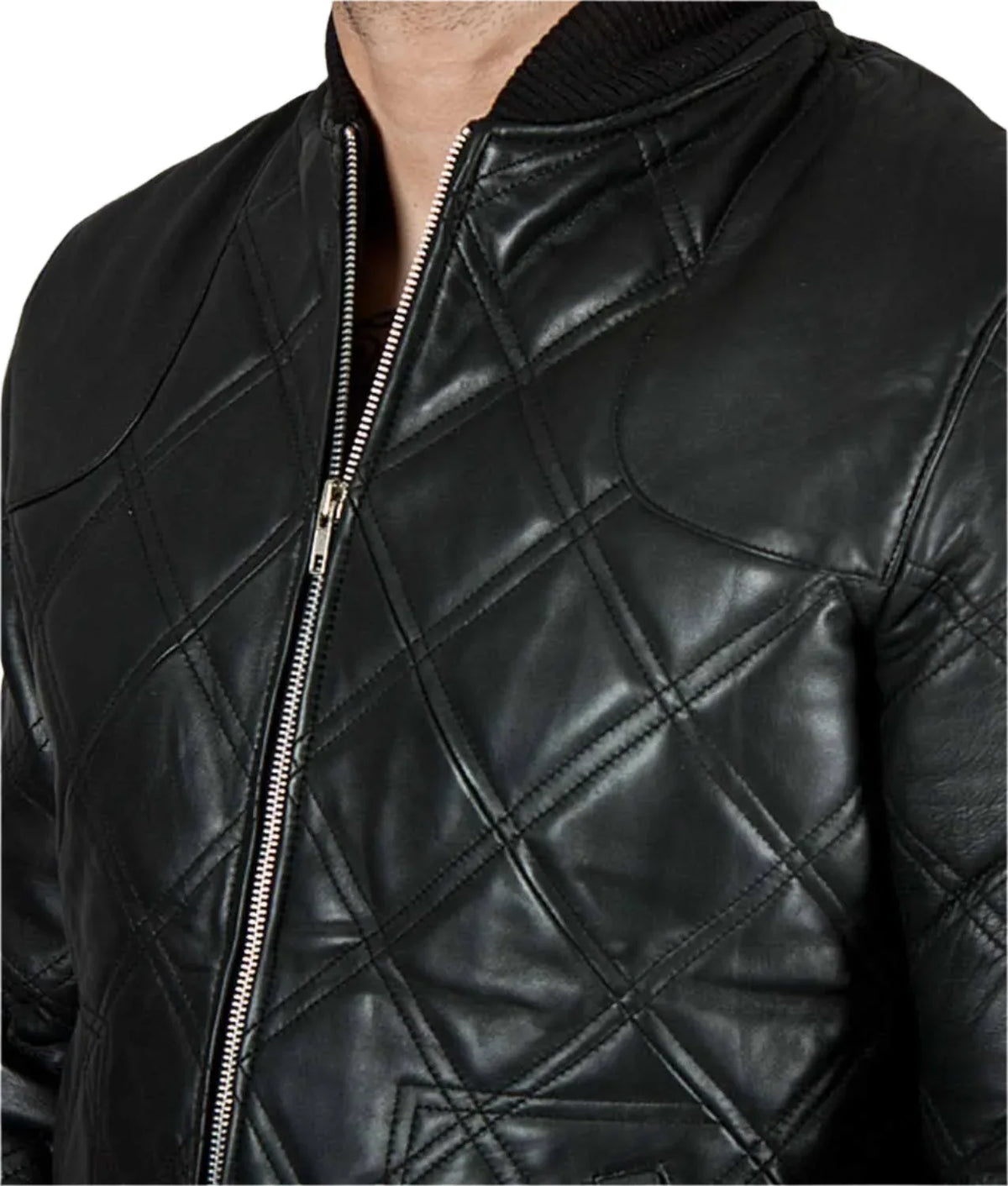 David Beckham Diamond Quilted Black Leather Jacket