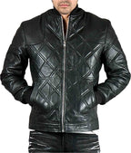David Beckham Diamond Quilted Black Leather Jacket