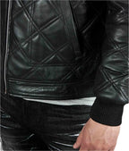 David Beckham Diamond Quilted Black Leather Jacket