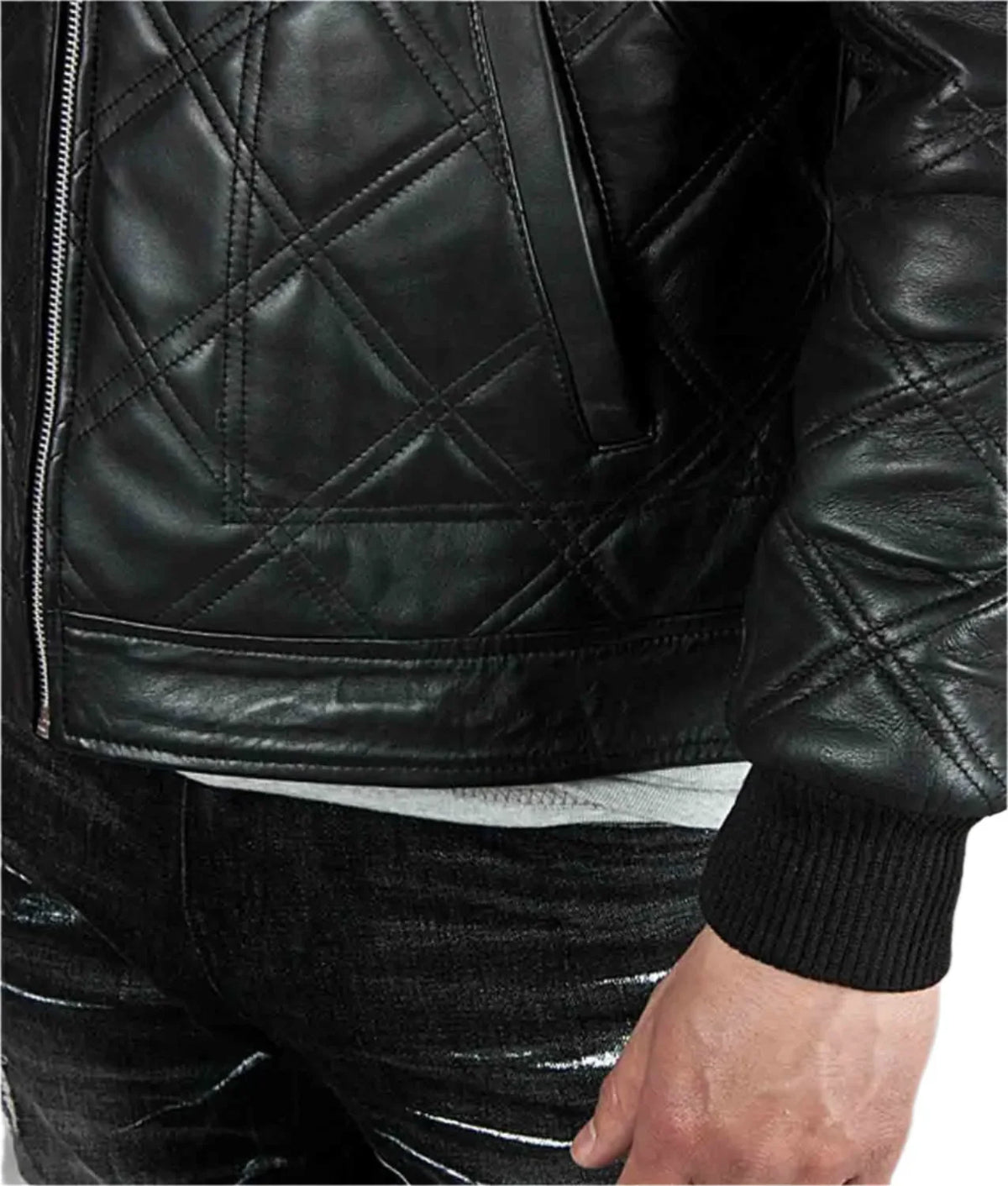 David Beckham Diamond Quilted Black Leather Jacket