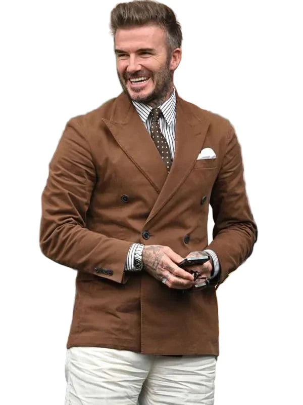 David Beckham Wimbledon Brown Blazer Coat