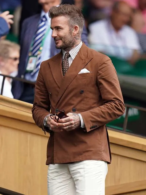 David Beckham Wimbledon Brown Blazer Coat