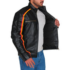 Mens Trendy Black Biker Leather Jacket