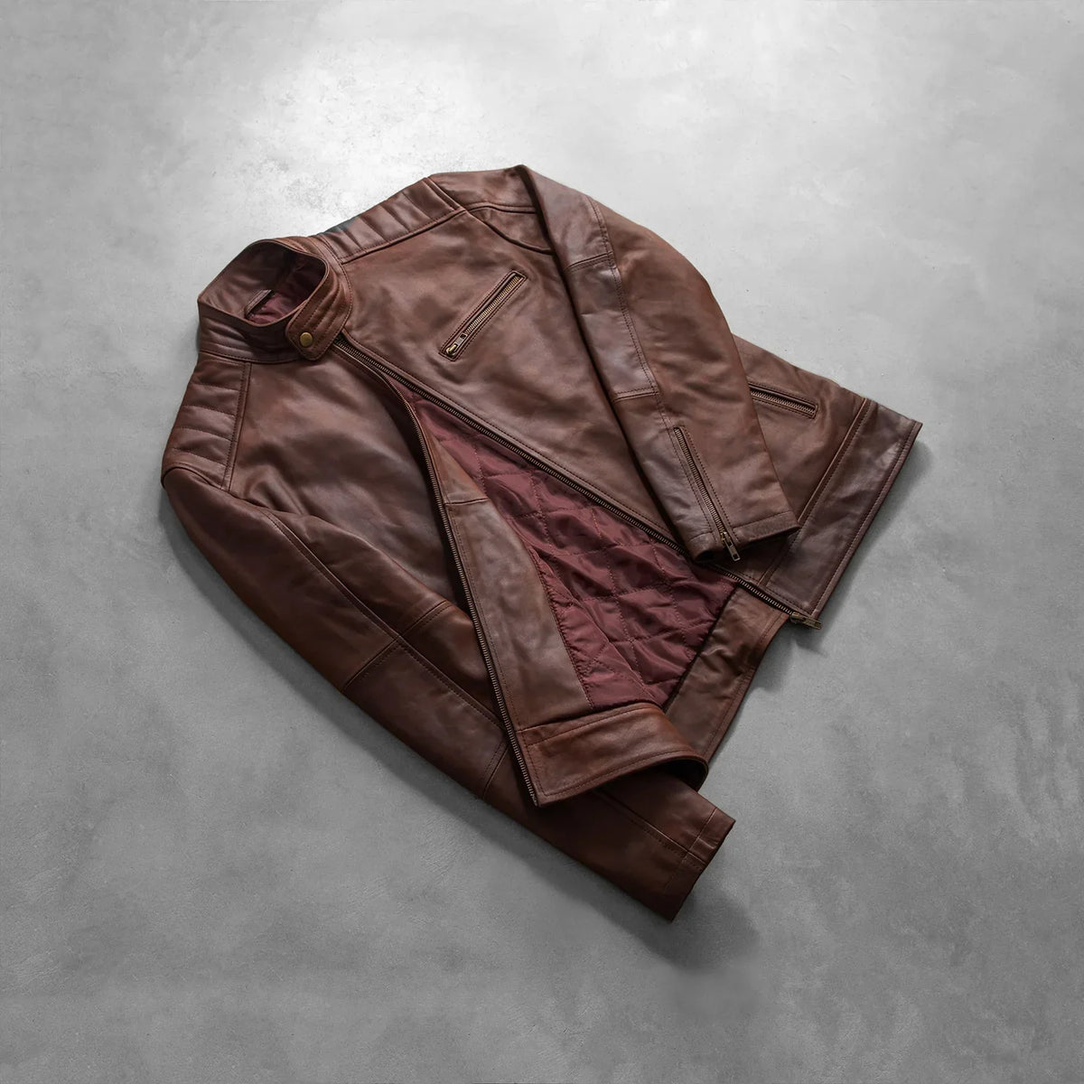 Dean Brown Leather Biker Jacket