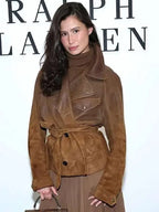 Delaney Rowe Ralph Lauren 2025 Brown Leather Jacket