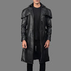 Deux Black Leather Trench Coat