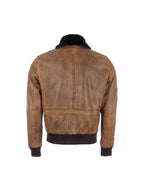 Devin Aviator Tan Bomber Brown Leather Jacket