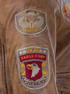 Devin Aviator Tan Bomber Brown Leather Jacket