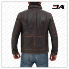 Moffit Dark Brown Genuine Leather Motorcycle Style Jacket