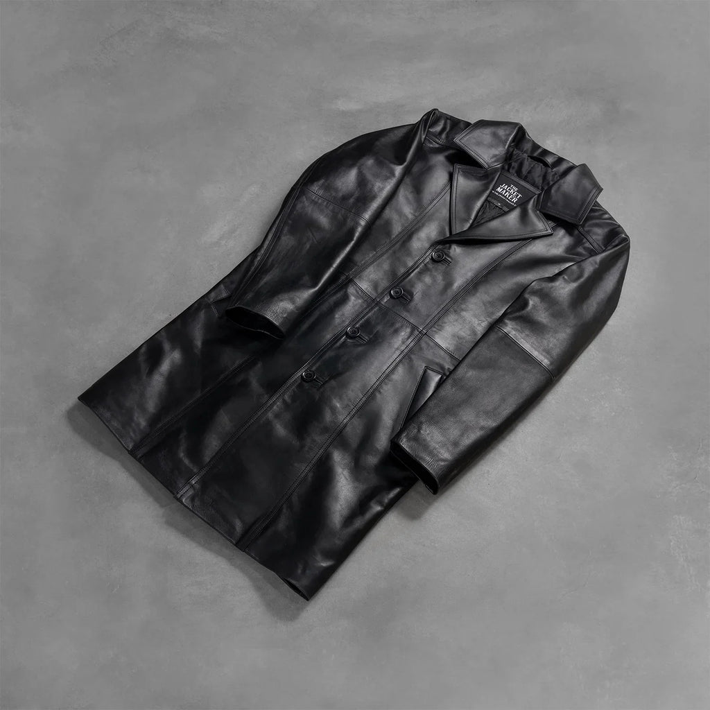 Don Long Black Leather Coat