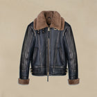 Double Collar Sheepskin Leather Aviator B3 Bomber Jacket