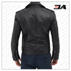 Black Asymmetrical Slim Fitted Rider Belted Leather Jacket
