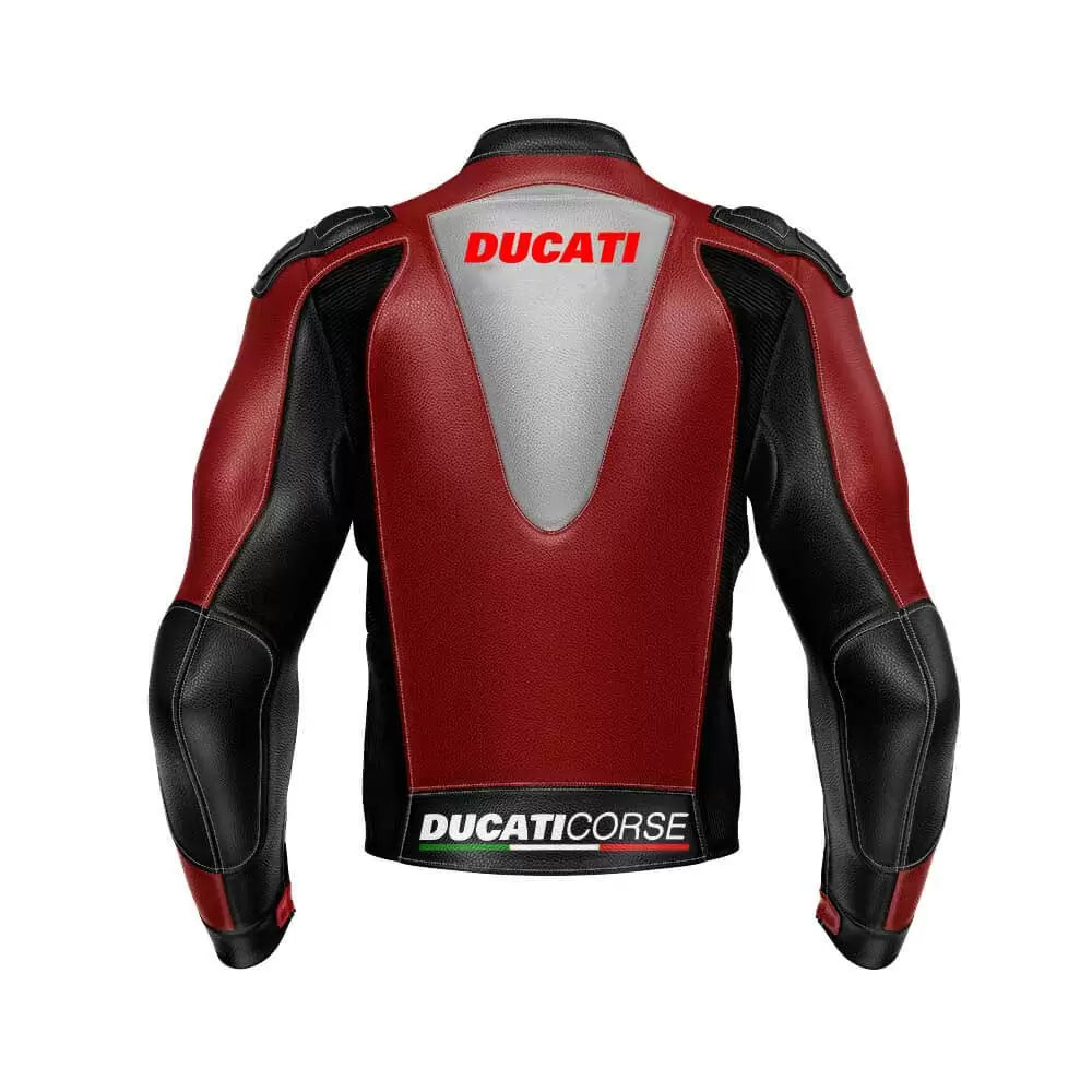 DUCATI CORSE MOTORCYCLE RED LEATHER RACING JACKET