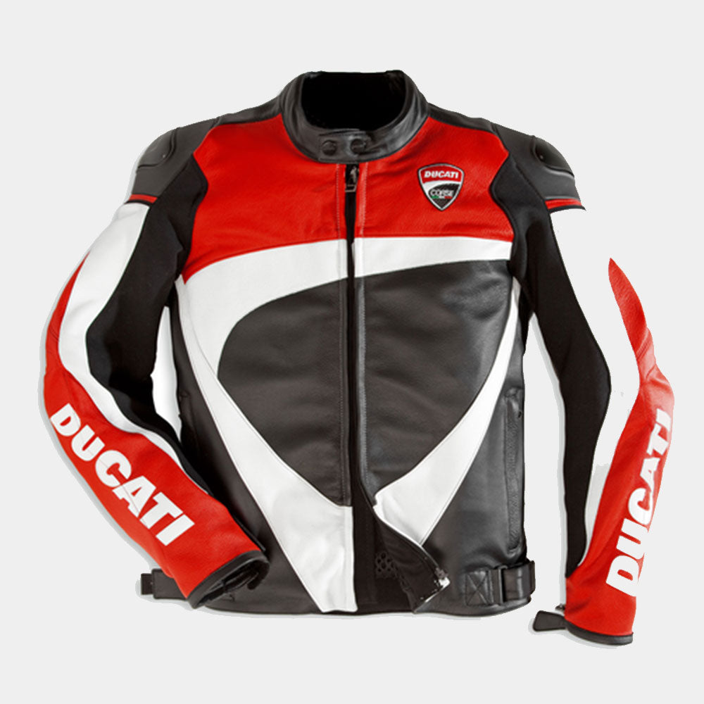 DUCATI CORSE MEN MOTORCYCLE LEATHER RACING JACKET