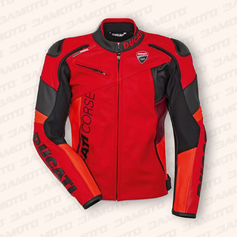 Ducati Corse C6 Red Racing Leather Jacket for Men