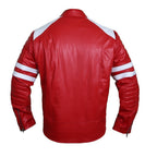 Edgy Crimson Leather Racer Jacket