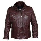 Exceptional burgundy leather field jacket