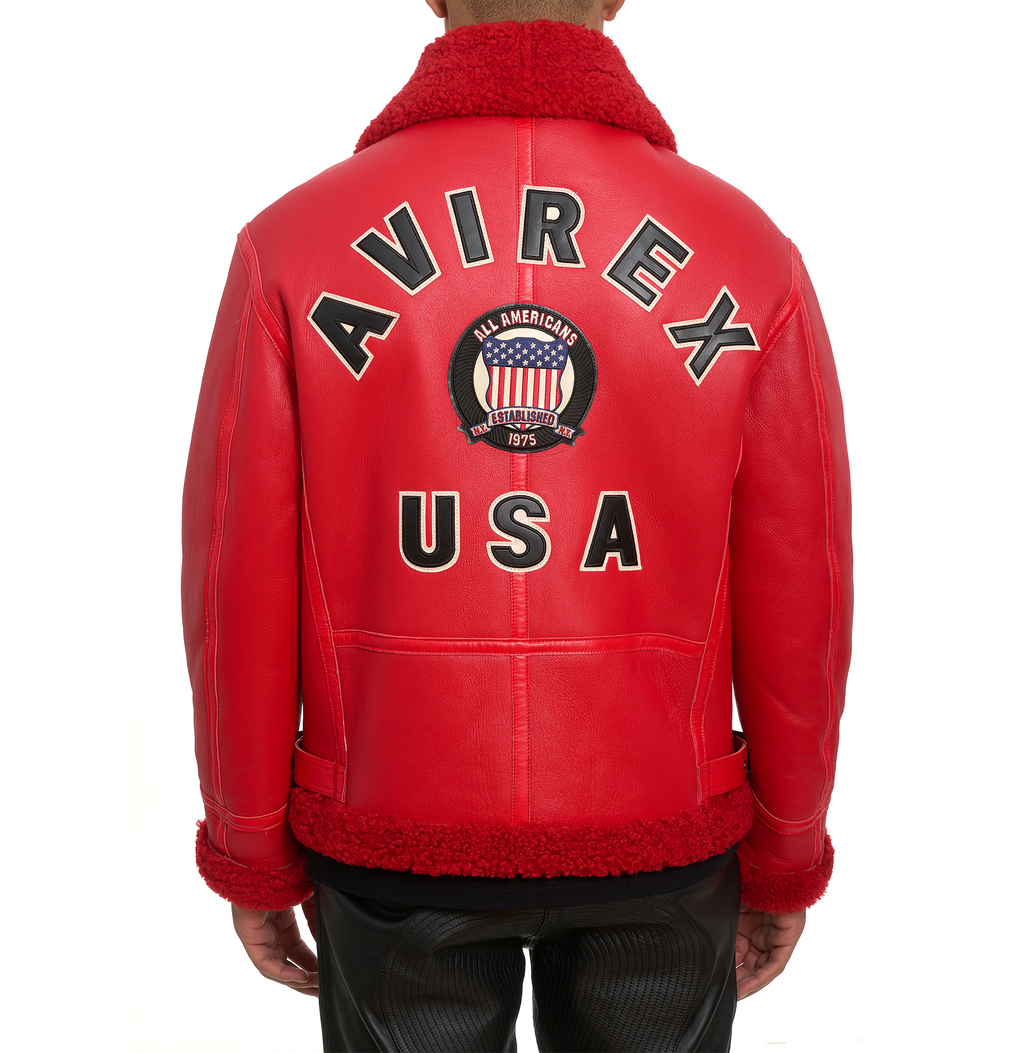 Avirex B3 Bomber Shearling Leather Jackets Mens