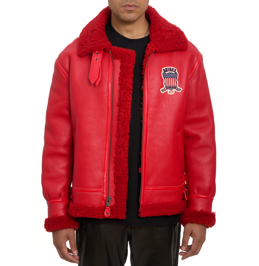 Avirex B3 Bomber Shearling Leather Jackets Mens