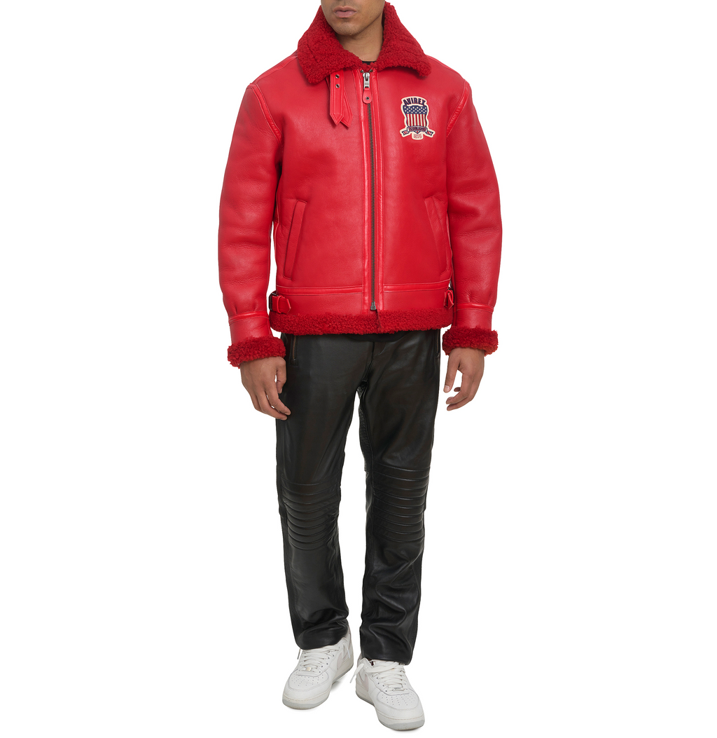 Avirex B3 Bomber Shearling Leather Jackets Mens