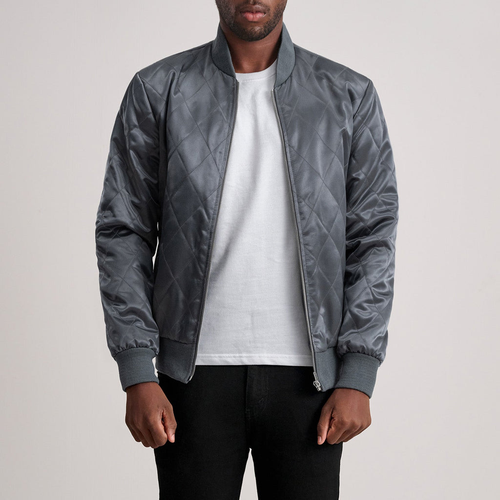 Danson Quilted Grey Varsity Jacket