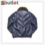 Fashion Quality Navy V Bomber Leather Jacket