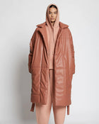 Faux Leather Puffer Trench Coat - Stylish & Warm