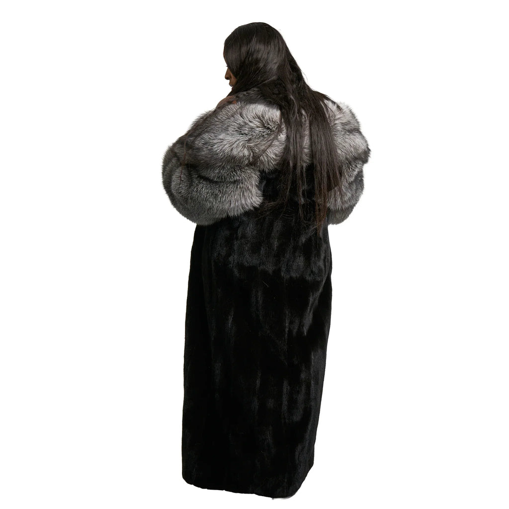 Full Skin Mink Trench Coat with Fox Fur