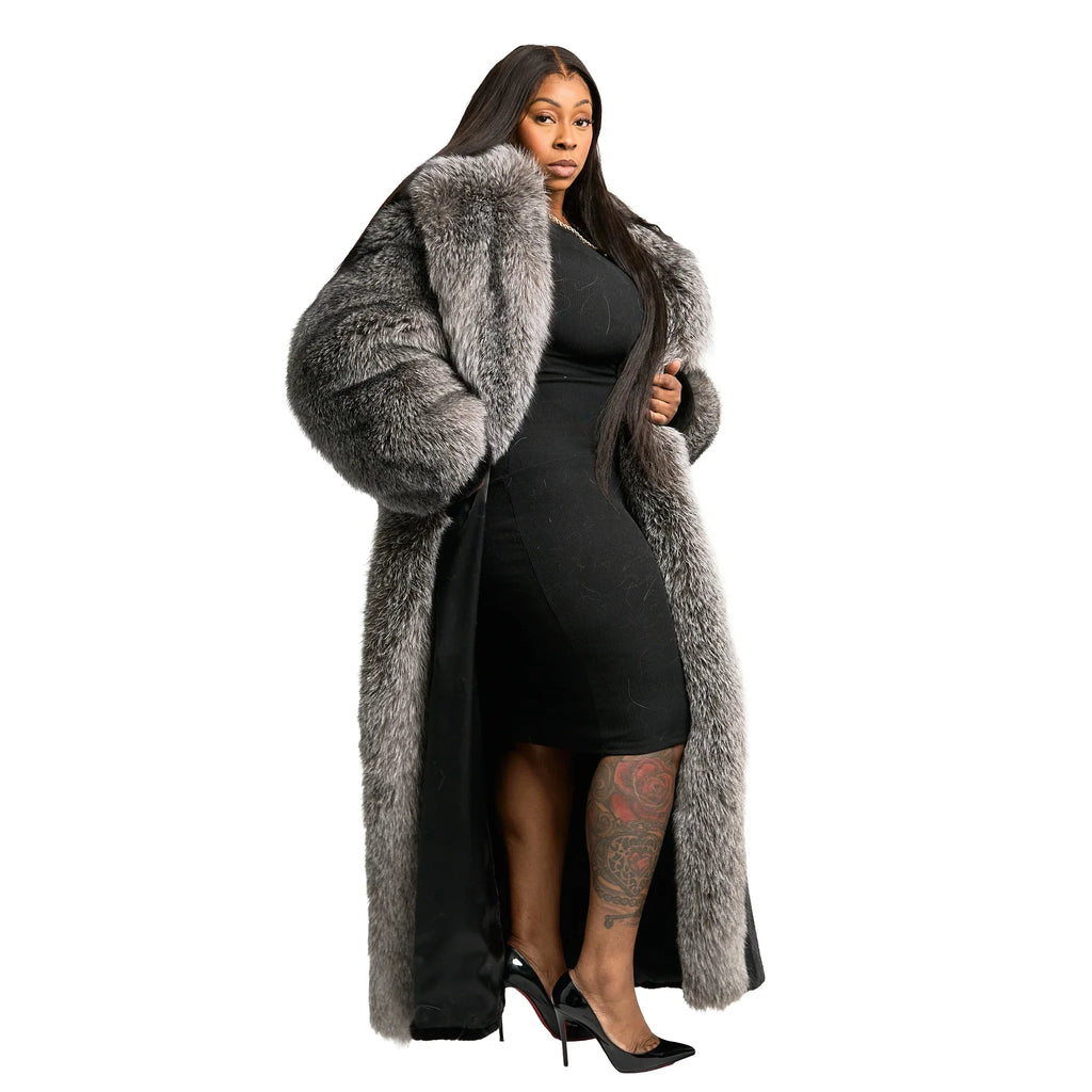 Full Skin Mink Trench Coat with Fox Fur