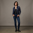Women's Midnight Blue Cropped Leather Jacket