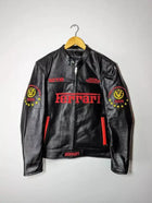 Ferrari Race Clothing Streetwear Biker Cowhide Leather Jacket