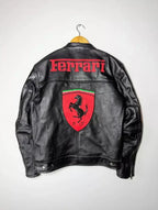 Ferrari Race Clothing Streetwear Biker Cowhide Leather Jacket