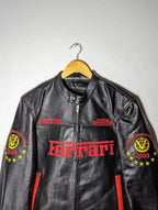 Ferrari Race Clothing Streetwear Biker Cowhide Leather Jacket