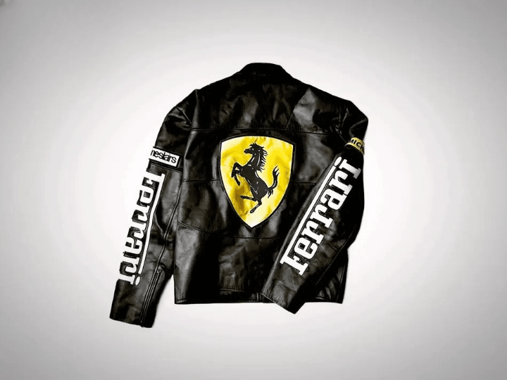 Ferrari Racing Black Biker Streetwear Leather Jacket