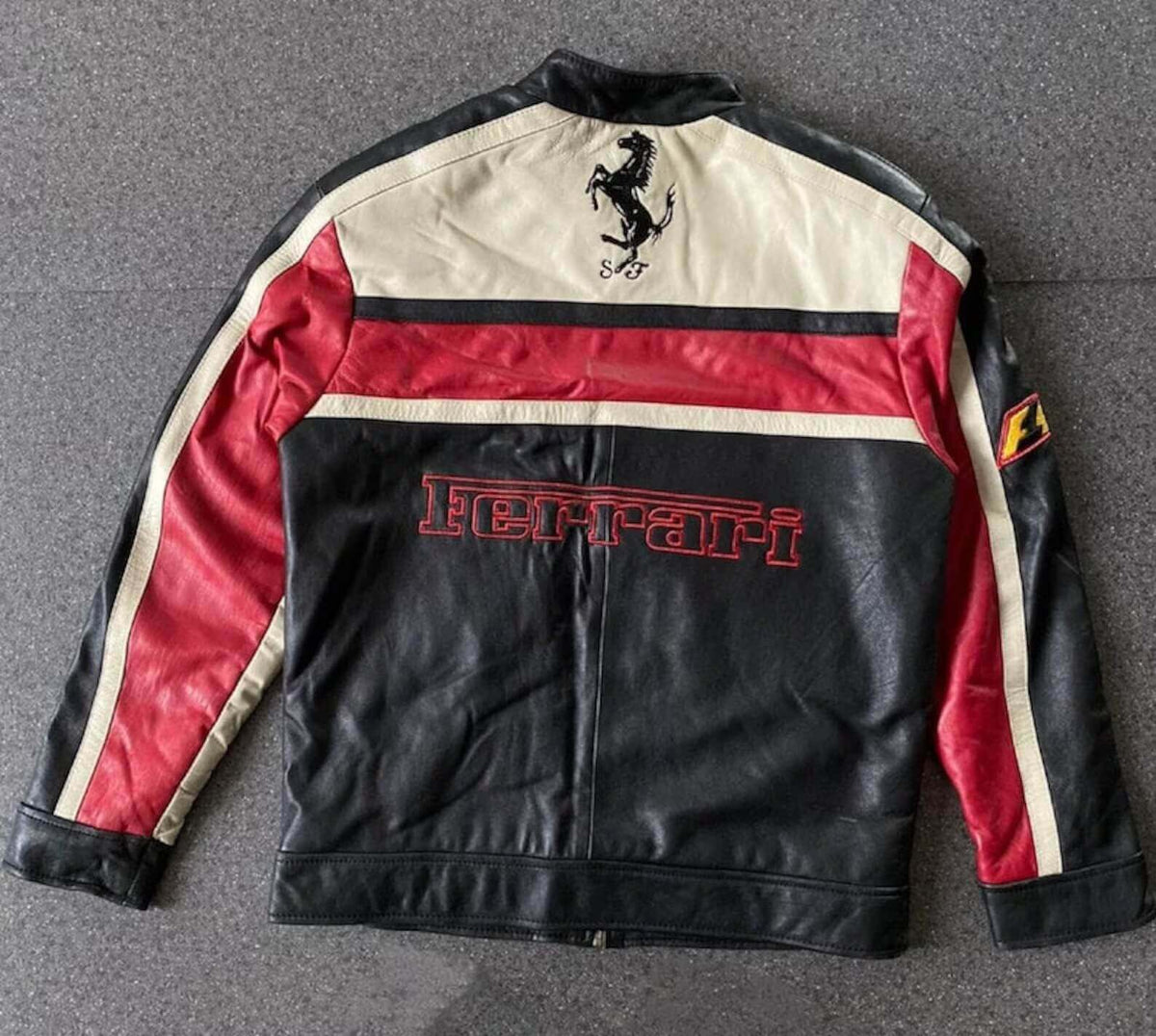 Ferrari Motorcycle Racing Cowhide Leather Jacket