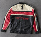 Ferrari Motorcycle Racing Cowhide Leather Jacket