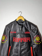 Ferrari Race Clothing Streetwear Biker Cowhide Leather Jacket