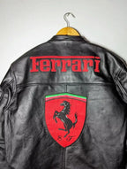 Ferrari Race Clothing Streetwear Biker Cowhide Leather Jacket