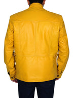 Fire Yellow Stylish Leather Jacket