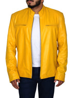 Fire Yellow Stylish Leather Jacket