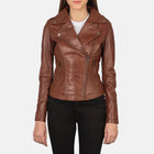 Brown Leather Biker Jacket by Avanzar Leather